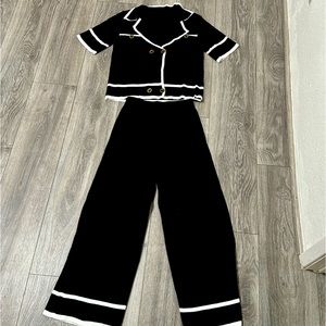 2 Piece Outfits Long Sleeve Knit Sweater Top Wide Leg Pants Lounge Sets